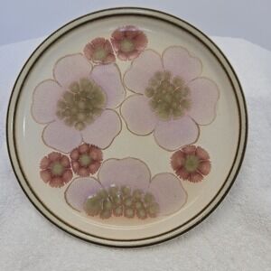 Denby-Langley Gypsy Pattern Lavender & Pink Flower Coupe Single 8.25" Plate